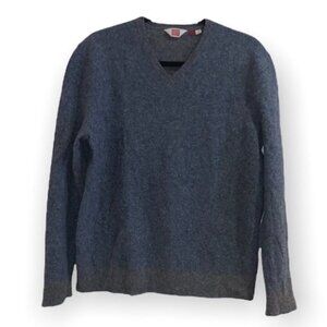 Hudson North man wool blend blue and grey v-neck long sleeves sweater size Small